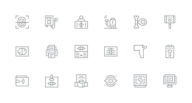 18 mínimo línea estilo íconos desde escanear colección limpiar icono colección para web utilizar vector