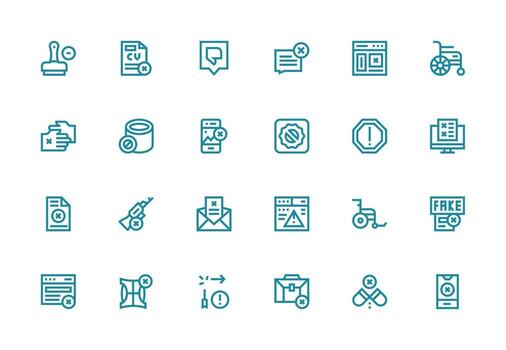 Thick Line Line Style Invalid Icons with 24 Vectors Complete Icon Bundle for Web Design