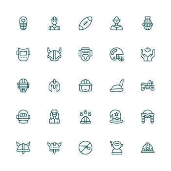 25 Icons for Helmet in Medium Stroke Outline Format Professional Icon Pack for Development Work vector