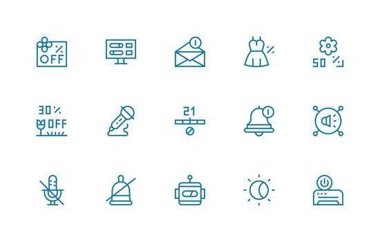 15 regular línea estilo íconos desde apagado colección esencial icono colección vector