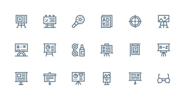 Visual Aid Visual Pack containing 18 Strong Stroke Line Icons UI Icon Set vector