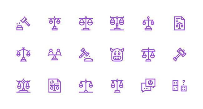 18 Strong Stroke Line Vectors for Dispute Theme Balanced Icon Set for Functional Design