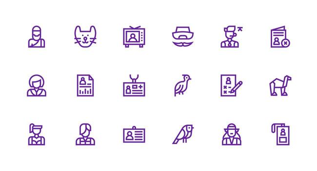 18 Strong Stroke Line Vectors for Profile Theme Flexible Icon System for Web Interfaces
