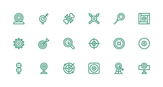 18 Strong Stroke Line Icons for Bullseye Graphics UI Icon Set vector