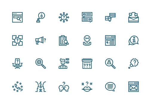consulta diseño íconos presentando 24 en grueso línea línea estilo píxel Perfecto icono conjunto vector