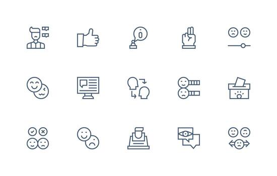 Poll Icon Set with 15 Regular Line Graphics Icon Pack for Various Themes vector