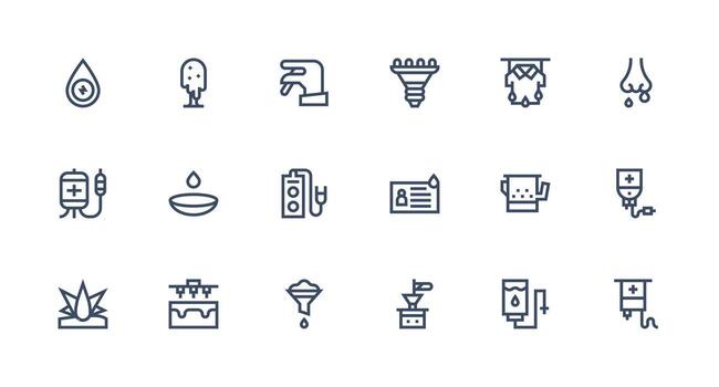 Strong Stroke Line Style Drip Icons with 18 Vectors Icon Pack for UI