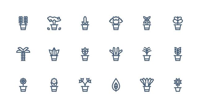 Greenery featuring 18 Icons in Strong Stroke Line Design Simplified Icon Pack for Visual Tools vector
