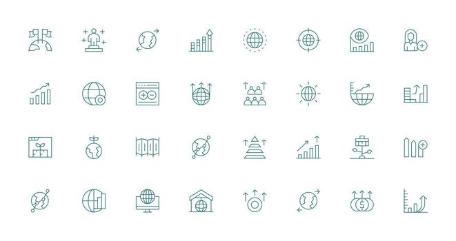 Expansion Design Icons featuring 32 in Thin Line Style Neat Icon Set vector