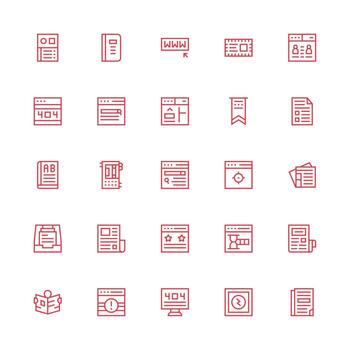 25 Medium Stroke Outline Icons for Page Graphics Web and App Icon Pack Collection vector