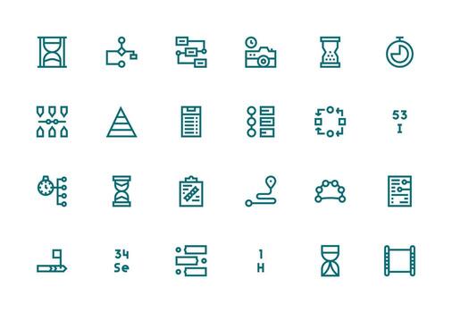 Thick Line Line Style Sequence Icons with 24 Vectors Versatile Icon Collection for Designers