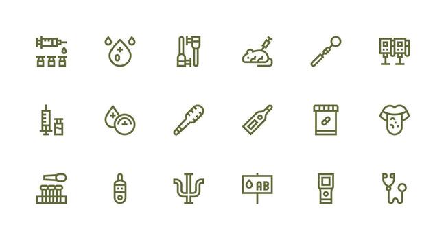 Clinical Icon Set with 18 Strong Stroke Line Graphics UI and UX Focused Icon Collection vector