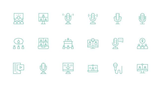 Webinar Set with 18 Minimal Line Icons UI and UX Focused Icon Collection vector