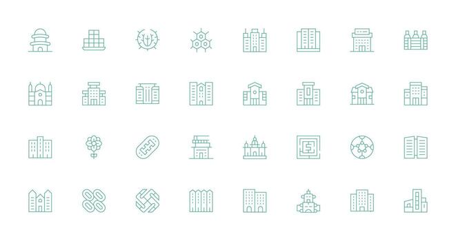 32 Delgado línea estilo íconos desde complejo colección optimizado icono paquete para digital productos vector