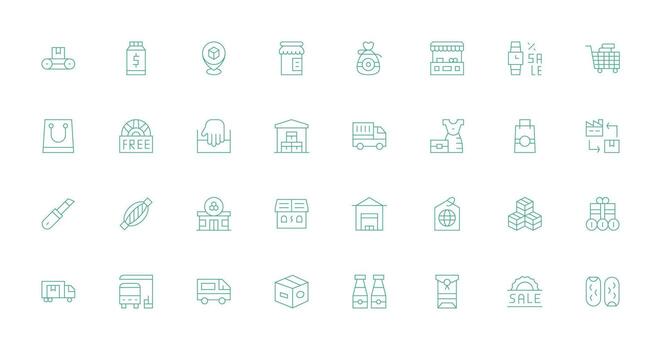 32 Thin Line Vectors for Merchandise Theme Clean Icon Set Icon Pack for UI Projects