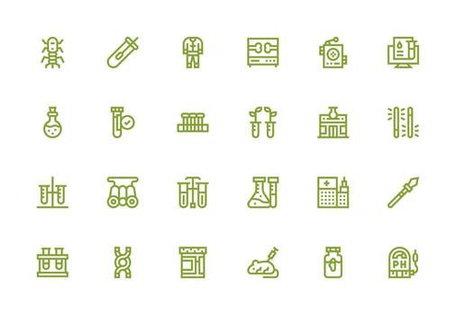 24 grueso línea línea estilo íconos desde laboratorio colección completar icono conjunto para móvil aplicaciones vector
