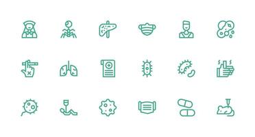 Illness Design Icons featuring 18 in Strong Stroke Line Style Digital Product Icons for Fast Delivery vector