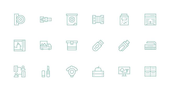 18 Minimal Line Designs for Data Storage Icons Icon Set for Apps vector
