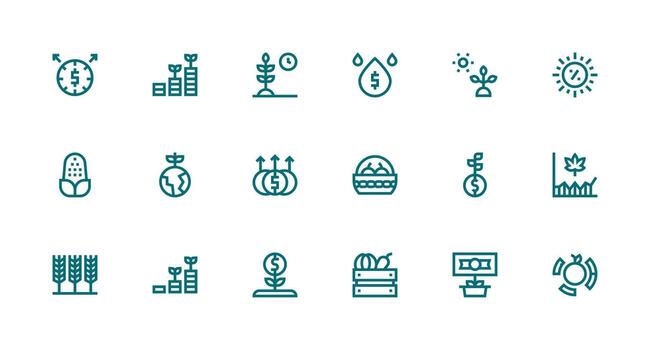 Yield Design Icons featuring 18 in Strong Stroke Line Style Reusable Icon Set vector