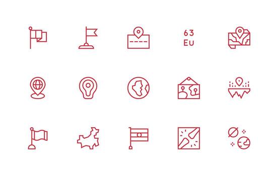 regular línea íconos desde territorio conjunto con 15 vectores organizado glifo íconos para rápido diseño