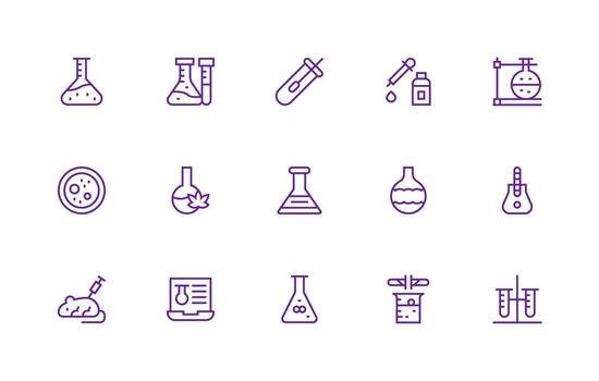 Experiment Design Icons featuring 15 in Regular Line Style Outline Icon Pack vector