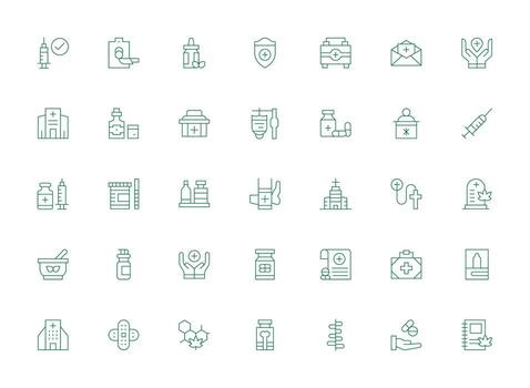 Light Line Icons from Pharmacy Set with 35 Vectors Interface Icons for Daily Use