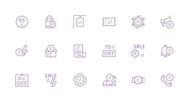 Price Reduction Set with 18 Minimal Line Icons Web Icon Collection vector