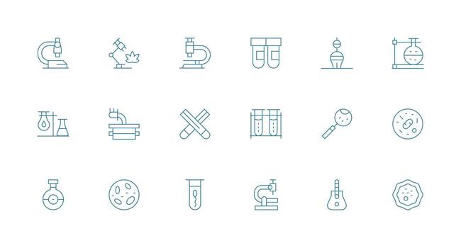 Minimal Line Style Microscope Icons with 18 Vectors Simple Icons for Interface and Wireframes