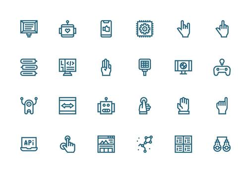 24 Thick Line Line Icons for Interface Graphics Simple Icon Pack vector