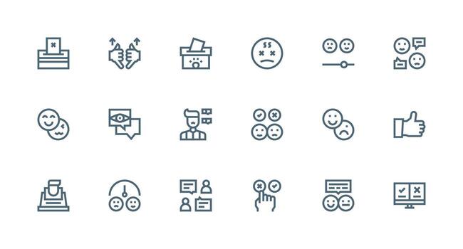 18 Icons for Poll in Strong Stroke Line Format Complete Icon Set for Mobile Apps vector