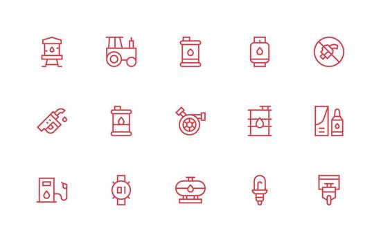 15 Icons for Diesel in Regular Line Format Well-Structured Icons for Creative Use vector