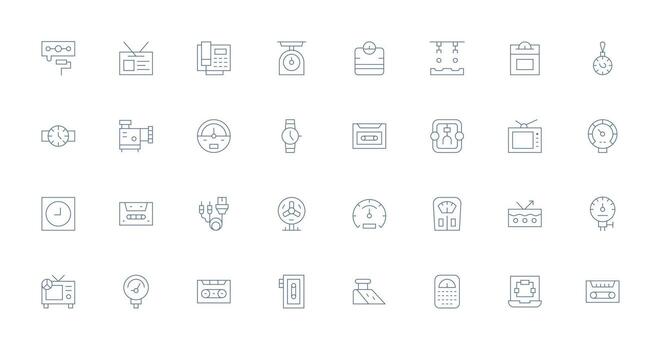 32 Analog Icons in Thin Line Aesthetic Core Icon Collection for Daily Tasks vector
