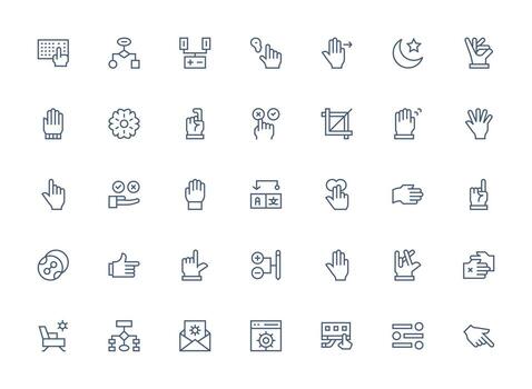 Option Icon Set with 35 Regular Clean Line Graphics Functional Icon Series vector