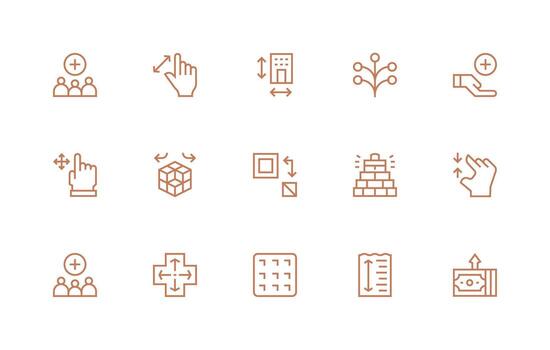 Expand featuring 15 Icons in Regular Line Design Icon Set for Web vector