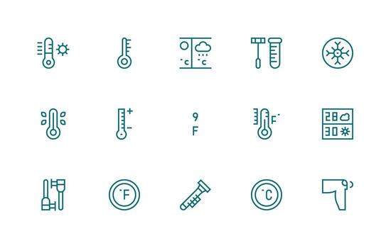 Fahrenheit Set with 15 Regular Line Icons Sharp Icons for Presentations vector
