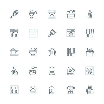 Medium Stroke Outline Icons from Cookware Set with 25 Vectors High-Quality Icon Pack