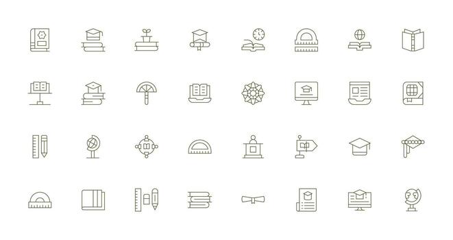 Delgado línea íconos desde académico conjunto con 32 vectores inteligente icono colección