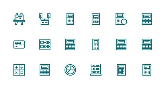 Arithmetic including 18 Strong Stroke Line Illustrations Neat Icon Set vector