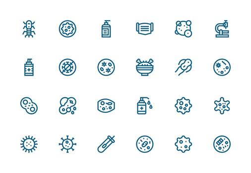 Bacteria Icon Collection with 24 Thick Line Line Designs UI Icon Set vector