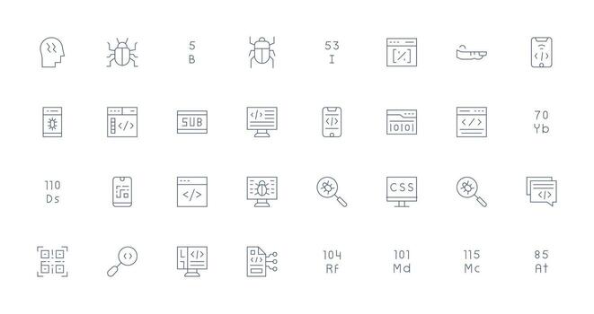 código conjunto con 32 Delgado línea íconos ui icono conjunto vector