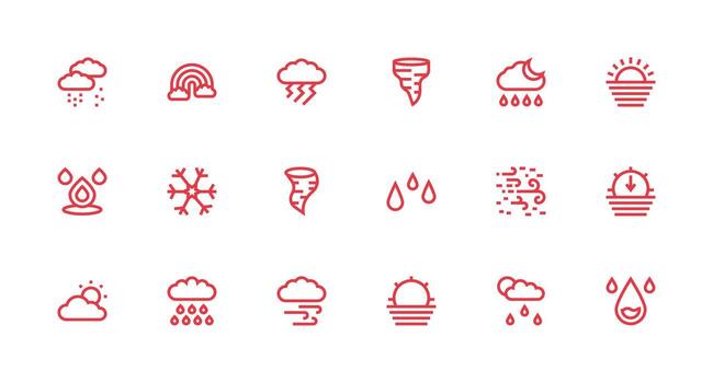 Weather Icon Icon Set with 18 Strong Stroke Line Graphics Organized Icon Pack for Quick Access vector