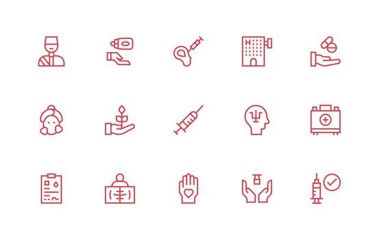Care featuring 15 Icons in Regular Line Design Optimized Icon Pack for Digital Products vector