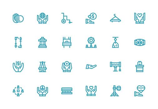 apoyo sistema icono conjunto con 24 grueso línea línea gráficos píxel Perfecto íconos para moderno aplicaciones vector