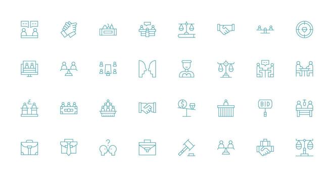 Negotiation featuring 32 Icons in Thin Line Design Fully Editable Icon Set for Web vector