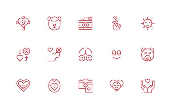 Emotion featuring 15 Icons in Regular Line Design Dashboard Icon Series vector