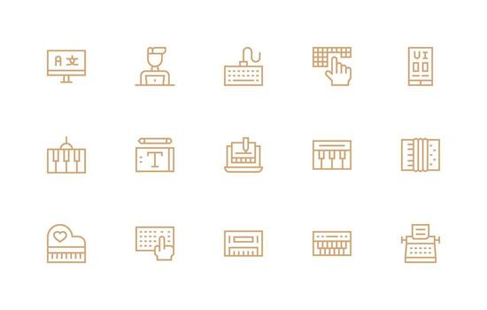 Keyboard Icon Collection with 15 Regular Line Designs Minimal Icon Pack vector