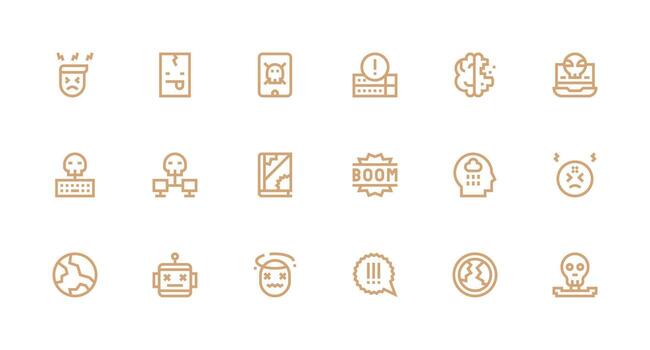 fuerte carrera línea estilo sistema fracaso íconos con 18 vectores completar icono haz para web diseño