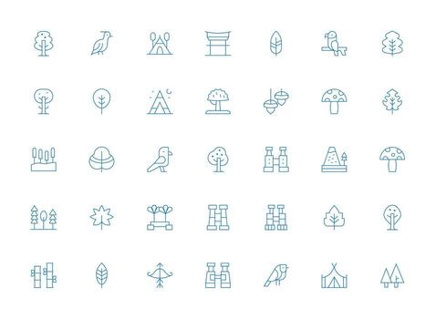 Forest featuring 35 Icons in Light Line Design Well-Structured Icons for Creative Use vector