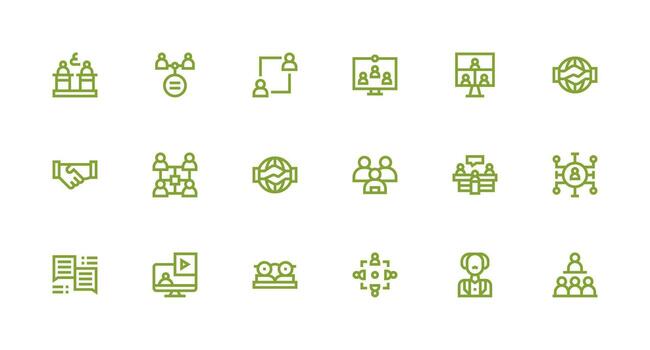 fuerte carrera línea íconos desde colaboración conjunto con 18 vectores claro y conciso icono conjunto colección