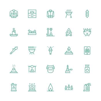 Fire Visual Pack containing 25 Medium Stroke Outline Icons Neatly Designed Icons for Web Platforms vector